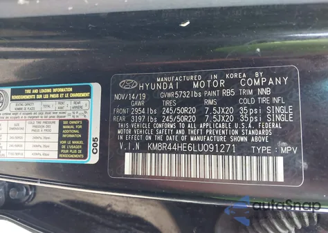 2020 Hyundai Palisade Sel z USA, uszkodzony, nr VIN KM8R44HE6LU091271